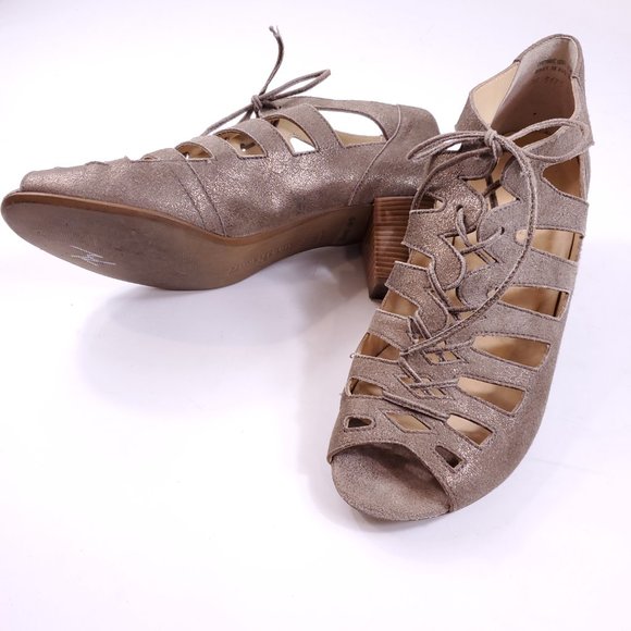 Paul Green Prague Lace Up Peep Toe Bootie Heel Sandals - Picture 2 of 7